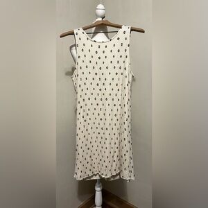 Elegant Cream and Black Tribal Patterned Shift Dress
